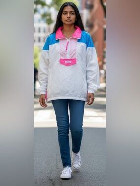 Columbia Pink and White Windbreaker